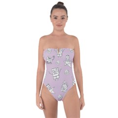 Doodle Bob Pattern Tie Back One Piece Swimsuit by Valentinaart