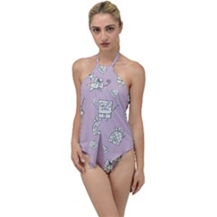 Doodle Bob Pattern Go With The Flow One Piece Swimsuit by Valentinaart