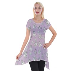 Doodle Bob Pattern Short Sleeve Side Drop Tunic by Valentinaart