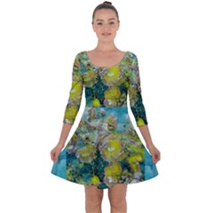 Bloom In Vintage Ornate Style Quarter Sleeve Skater Dress by pepitasart