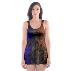 Colored Rusty Abstract Grunge Texture Print Skater Dress Swimsuit