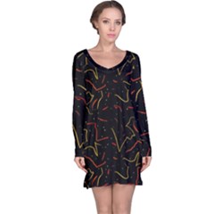 Lines Abstract Print Long Sleeve Nightdress