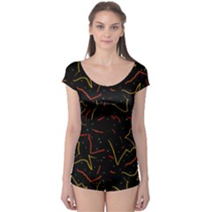 Lines Abstract Print Boyleg Leotard 