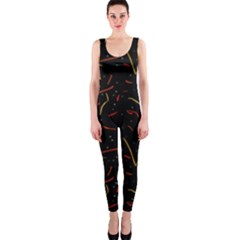 Lines Abstract Print One Piece Catsuit