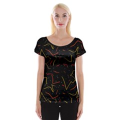 Lines Abstract Print Cap Sleeve Top