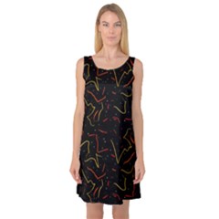 Lines Abstract Print Sleeveless Satin Nightdress