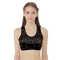 Lines Abstract Print Sports Bra With Border