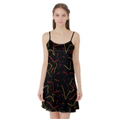 Lines Abstract Print Satin Night Slip