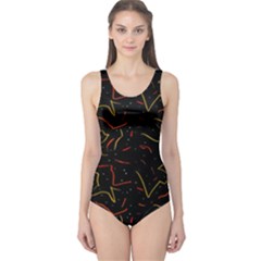 Lines Abstract Print One Piece Swimsuit