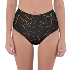 Lines Abstract Print Reversible High-waist Bikini Bottoms