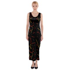 Lines Abstract Print Fitted Maxi Dress