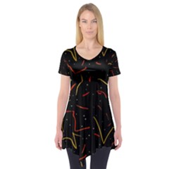 Lines Abstract Print Short Sleeve Tunic 