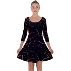 Lines Abstract Print Quarter Sleeve Skater Dress