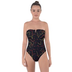 Lines Abstract Print Tie Back One Piece Swimsuit