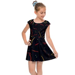 Lines Abstract Print Kids Cap Sleeve Dress