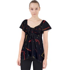 Lines Abstract Print Lace Front Dolly Top