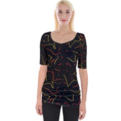 Lines Abstract Print Wide Neckline Tee