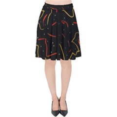 Lines Abstract Print Velvet High Waist Skirt