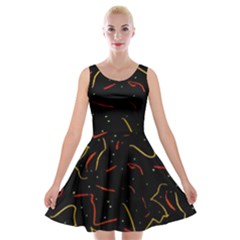 Lines Abstract Print Velvet Skater Dress