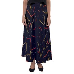 Lines Abstract Print Flared Maxi Skirt