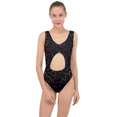 Lines Abstract Print Center Cut Out Swimsuit