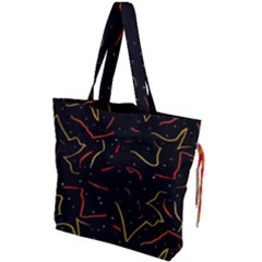 Lines Abstract Print Drawstring Tote Bag