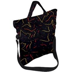 Lines Abstract Print Fold Over Handle Tote Bag