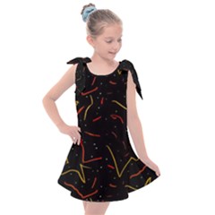 Lines Abstract Print Kids  Tie Up Tunic Dress