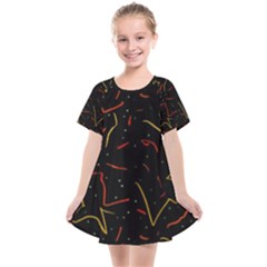 Lines Abstract Print Kids  Smock Dress