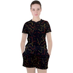 Lines Abstract Print Women s Tee And Shorts Set