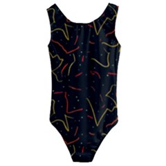 Lines Abstract Print Kids  Cut-out Back One Piece Swimsuit