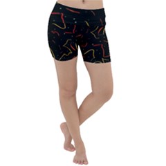 Lines Abstract Print Lightweight Velour Yoga Shorts