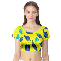 Leaves Pattern Picture Detail Short Sleeve Crop Top by Simbadda