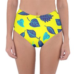 Leaves Pattern Picture Detail Reversible High-waist Bikini Bottoms by Simbadda