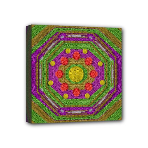 Flowers In Rainbows For Ornate Joy Mini Canvas 4  X 4  (stretched) by pepitasart