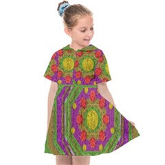 Flowers In Rainbows For Ornate Joy Kids  Sailor Dress by pepitasart