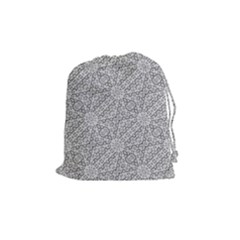 Geometric Grey Print Pattern Drawstring Pouch (medium)