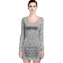 Geometric Grey Print Pattern Long Sleeve Bodycon Dress