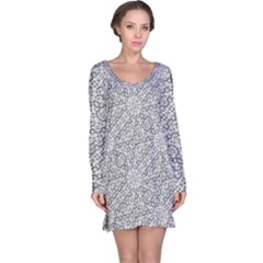 Geometric Grey Print Pattern Long Sleeve Nightdress