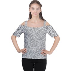 Geometric Grey Print Pattern Cutout Shoulder Tee