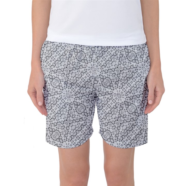 Geometric Grey Print Pattern Women s Basketball Shorts