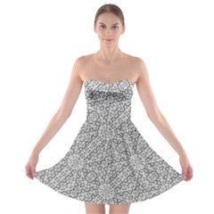 Geometric Grey Print Pattern Strapless Bra Top Dress