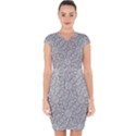 Geometric Grey Print Pattern Capsleeve Drawstring Dress  View1