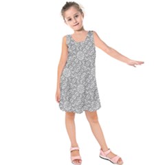 Geometric Grey Print Pattern Kids  Sleeveless Dress