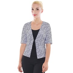 Geometric Grey Print Pattern Cropped Button Cardigan