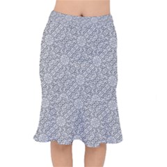 Geometric Grey Print Pattern Mermaid Skirt