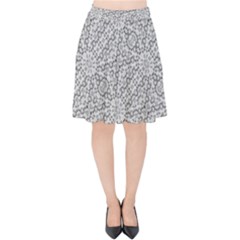 Geometric Grey Print Pattern Velvet High Waist Skirt