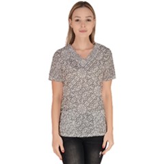 Geometric Grey Print Pattern Women s V-neck Scrub Top