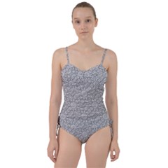 Geometric Grey Print Pattern Sweetheart Tankini Set