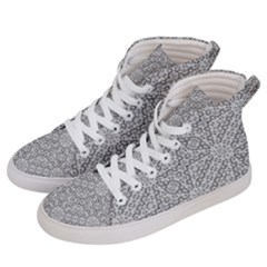 Geometric Grey Print Pattern Women s Hi-top Skate Sneakers